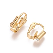Brass Clip-on Earring Converters Findings, For Non-pierced Ears, Real 18k Gold Plated, 15.5x12x7.5mm, Hole: 0.6mm(KK-L175-01G)