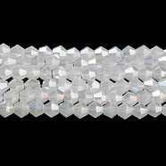 Imitation Jade Electroplate Glass Beads Strands, AB Color Plated, Faceted, Bicone, White, 4x4mm, Hole: 0.8mm, about 82~85pcs/strand, 12.01~12.2 inch(30.5~31cm)(EGLA-A039-J4mm-B06)