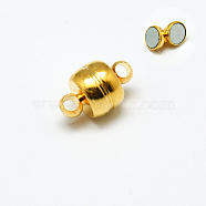 Alloy Magnetic Clasps with Loops, Rondelle, Golden, 12x7mm, Hole: 1.8mm(X-MC016)