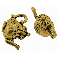 Tibetan Style Alloy Pendants, Cadmium Free & Nickel Free & Lead Free, Teapot, Antique Golden Color, Size: about 13mm long, 15mm wide, 8mm thick, hole: 2mm(X-TIBEP-0802-G-FF)