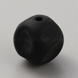 Cube Food Grade Eco-Friendly Silicone Beads, Black, 15x15x15mm, Hole: 2mm(SIL-TAC0003-11L)