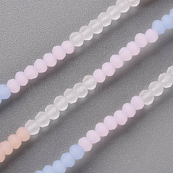 7 Colors Frosted Glass Beads Strands, Segmented Multi-color Beads, Faceted Rondelle, Mixed Color, 3x2.5mm, Hole: 0.6mm, about 196pcs/strand, 17.99 inch(45.7cm)(X-FGLA-T002-01B)