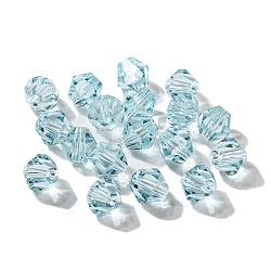 Transparent Imitation Austrian Crystal K9 Glass Beads, Faceted, Bicone, Cyan, 6x6mm, Hole: 1mm(GLAA-L048-01)