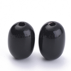Opaque Acrylic Beads, Oval, Black, 9x7mm, Hole: 2mm, about 1990pcs/500g(SACR-S300-08C-02)
