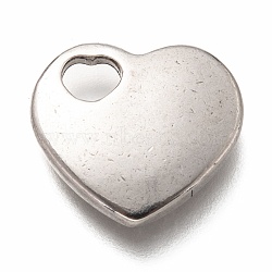 304 Stainless Steel Pendants, Heart, Stainless Steel Color, 15x16.5x3mm, Hole: 3x4mm(STAS-H126-19P)