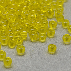 8/0 Grade A Round Glass Seed Beads, Transparent Colours, Goldenrod, 8/0, 3x2mm, Hole: 1mm, about 10000pcs/bag(SEED-Q006-3mm-F05)