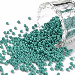 11/0 Grade A Round Glass Seed Beads, Baking Paint, Turquoise, 2.3x1.5mm, Hole: 1mm, about 48500pcs/pound(SEED-N001-A-1015)