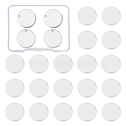 BENECREAT Brass Pendants, Stamping Blank Tag, Flat Round, Platinum, 20x0.5mm, Hole: 1.5mm, 30pcs/box(KK-BC0002-03P)