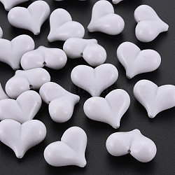 Opaque Acrylic Beads, Heart, WhiteSmoke, 17x22x10mm, Hole: 1.4mm(X-MACR-S373-70-A09)