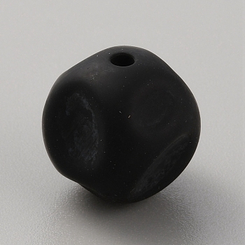 Cube Food Grade Eco-Friendly Silicone Beads, Black, 15x15x15mm, Hole: 2mm