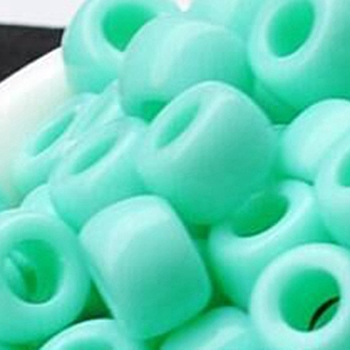 Opaque Acrylic Beads, Large Hole Beads, DIY Accessories for Children, Barrel, Aquamarine, 8.5x6mm, Hole: 4mm, 3474pcs/860g