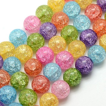 Synthetic Crackle Quartz Round Beads Strands, Dyed & Heated, Mixed Color, 8mm, Hole: 1mm, about 50pcs/strand, 15.5 inch