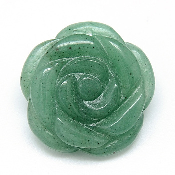 Natural Green Aventurine Pendants, Flower, 24~25x24~26x8~10mm, Hole: 1mm