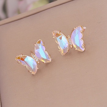 Fashionable Gradient Butterfly Earrings for Women, Stylish Stud Earrings, Golden