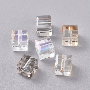 K5 Glass Rhinestone Beads, Faceted, Cube, Mixed Color, 8x8x8mm