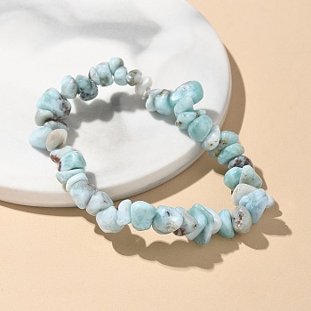 Natural Larimar Beaded Stretch Bracelets, 2 inch(48mm)