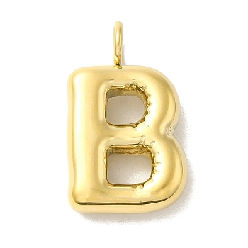 304 Stainless Steel Pendants, Real 14K Gold Plated, Balloon Letter Charms, Bubble Puff Initial Charms, Letter B, 24x14x5mm, Hole: 4mm