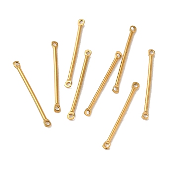 Ion Plating(IP) 304 Stainless Steel Connector Charms, Bar Links, Real 18K Gold Plated, 25x2.5x1.2mm, Hole: 1.2mm
