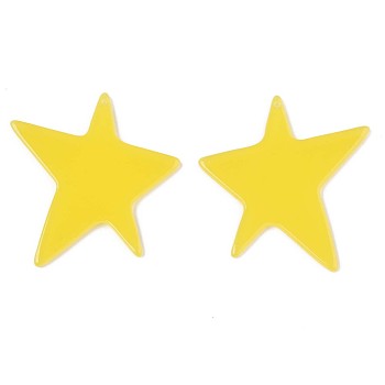 Translucent Cellulose Acetate(Resin) Pendants, Solid Color, Star, Yellow, 41.5x40x2.5mm, Hole: 1mm