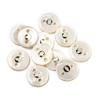 Freshwater Shell Buttons, Flat Round , Letter O, 12x2mm, Hole: 1.6mm