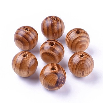 Round Natural Wood Beads, Macrame Beads Large Hole, Dyed, Lead Free, BurlyWood, 28~30x27.5~29mm, Hole: 4.5~6mm