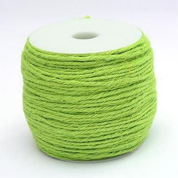 Colored Jute Cord, Jute String, Jute Twine, 3-Ply, for Jewelry Making, Pale Green, 2mm, about 109.36 yards(100m)/roll