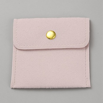 Microfiber Flip Jewelry Bags for Earrings, Rings, Bracelets Storage, Square, Pink, 8x8x0.7cm