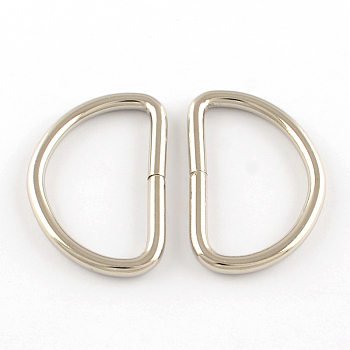 Iron D Rings, Buckle Clasps, For Webbing, Strapping Bags, Garment Accessories, Platinum, 46x30x4mm