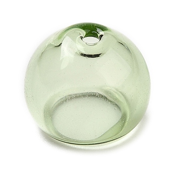 Transparent Glass Bead Cone, for Wind Chimes Making, Half Round, Yellow Green, 10.5x8.5~8.8mm, Hole: 1.2mm, Inner Diameter: 5.8mm