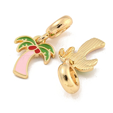 Rack Plating Alloy Enamel Coconut Tree European Dangle Charms(FIND-B034-51G-02)-2