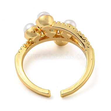 Offener Fingerring aus Messing mit Mikropavé und Zirkonia(RJEW-C069-02G)-3