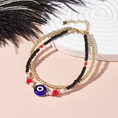 Evil Eye Multi-strand Bracelet for Girl Women(BJEW-JB07111-01)-2