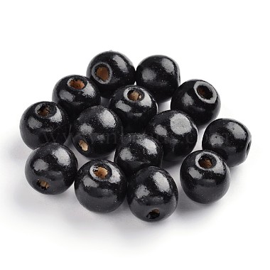 14mm Black Round Wood Beads