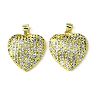 Real 16K Gold Plated Clear Heart Brass+Cubic Zirconia Pendants