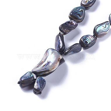 Natural Abalone Shell/Paua ShellBeaded Necklaces(NJEW-F255-01)-3