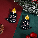 Christmas Theme Acrylic Dangle Stud Earrings, Platinum, Cat Shape, 45x30mm(FS-WG16439-03)