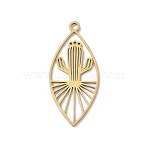 201 Stainless Steel Filigree Pendants, Horse Eye & Cactus Charms, Golden, 36x16x1mm, Hole: 2mm(STAS-K298-15G)