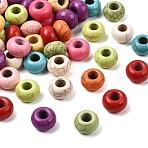 Synthetic Gemstone European Beads, Large Hole Beads, Dyed, Rondelle, Mixed Color, 13~14x8~8.5mm, Hole: 5~6mm(TURQ-S283-34)