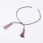 Polyester DIY Braided Bracelet Making, with Tassel, Thistle, 10-7/8 inch(275mm), 2mm, Hole: 2mm, Tassels: 23x6mm(MAK-K018-A04)
