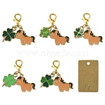 40Pcs Alloy Enamel Pendant Decorations, with Alloy Lobster Claw Clasps and Paper Card, Golden, Mixed Color, 32mm(HJEW-YW00422)
