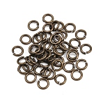 Brass Open Jump Rings, Round, Antique Bronze, 4x0.7mm, Inner Diameter: 2.5mm, about 14000pcs/500g, 21 Gauge(KK-NH0012-01A-AB)