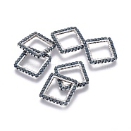 MIYUKI & TOHO Handmade Japanese Seed Beads, with 304 Stainless Steel Link Rings, Loom Pattern, Square, Silver, Steel Blue, 15x15x1.8~2mm(SEED-A028D-S-16S)