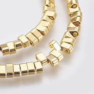 Electroplated Non-magnetic Synthetic Hematite Beads Strands, Grade AA, 2-Hole, Rectangle, Long-Lasting Plated, Real 24K Gold Plated, 4.5x2x2.5mm, Hole: 1mm, about 181pcs/strand, 16.29 inch(41.4cm)(G-E495-11B-02)