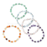 Natural Mixed Gemstone & ABS Plastic Pearl Beaded Stretch Bracelet, Inner Diameter: 2-1/8 inch(5.3~5.5cm)(BJEW-JB09520)
