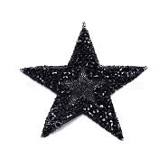 Glitter Hotfix Rhinestone, Iron on Patches, Dress Shoes Garment Decoration, Star, Jet, 77x82x2.5mm(DIY-WH0260-67A-01)