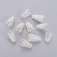 Iron Bead Caps, Flower, Silver Color Plated, 16x10mm, Hole: 1.5mm(E047Y-S)