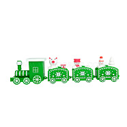 Plastic Mini Train Display Decoration, Christmas Ornaments, for Party Gift Home Decoration, Green, 45x195mm(XMAS-PW0001-087D)