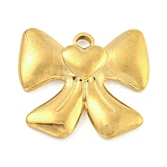 304 Stainless Steel Pendants, Golden, Bowknot, 22x24x3mm, Hole: 2.5mm(STAS-P355-01C-G)