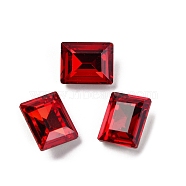 Glass Rhinestone Cabochons, Pointed Back & Back Plated, Faceted, Rectangle, Light Siam, 10x8x5mm(RGLA-A026-02C-227)