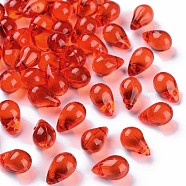 Transparent Acrylic Charms, Teardrop, Red, 13.5x8.5mm, Hole: 1.6mm, about 1000pcs/500g(MACR-S373-67-B01)
